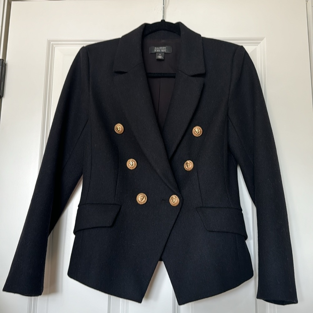 Halogen Atlantic × Pacific Wool Blend Double Breasted Blazer / Gold Buttons